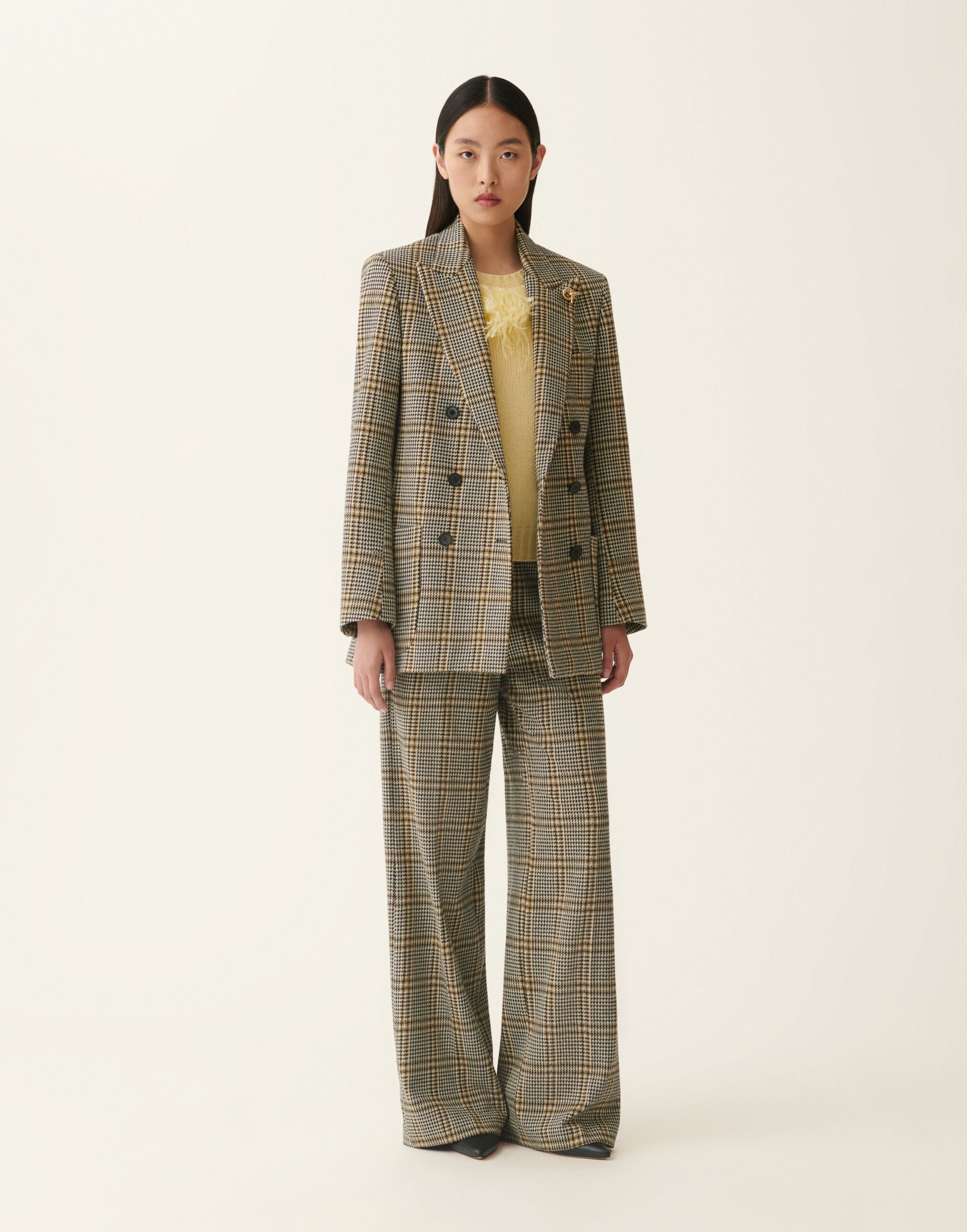 Fabiana Filippi Double-breasted check jersey jacket, gray Gray GCD226F179M4050000