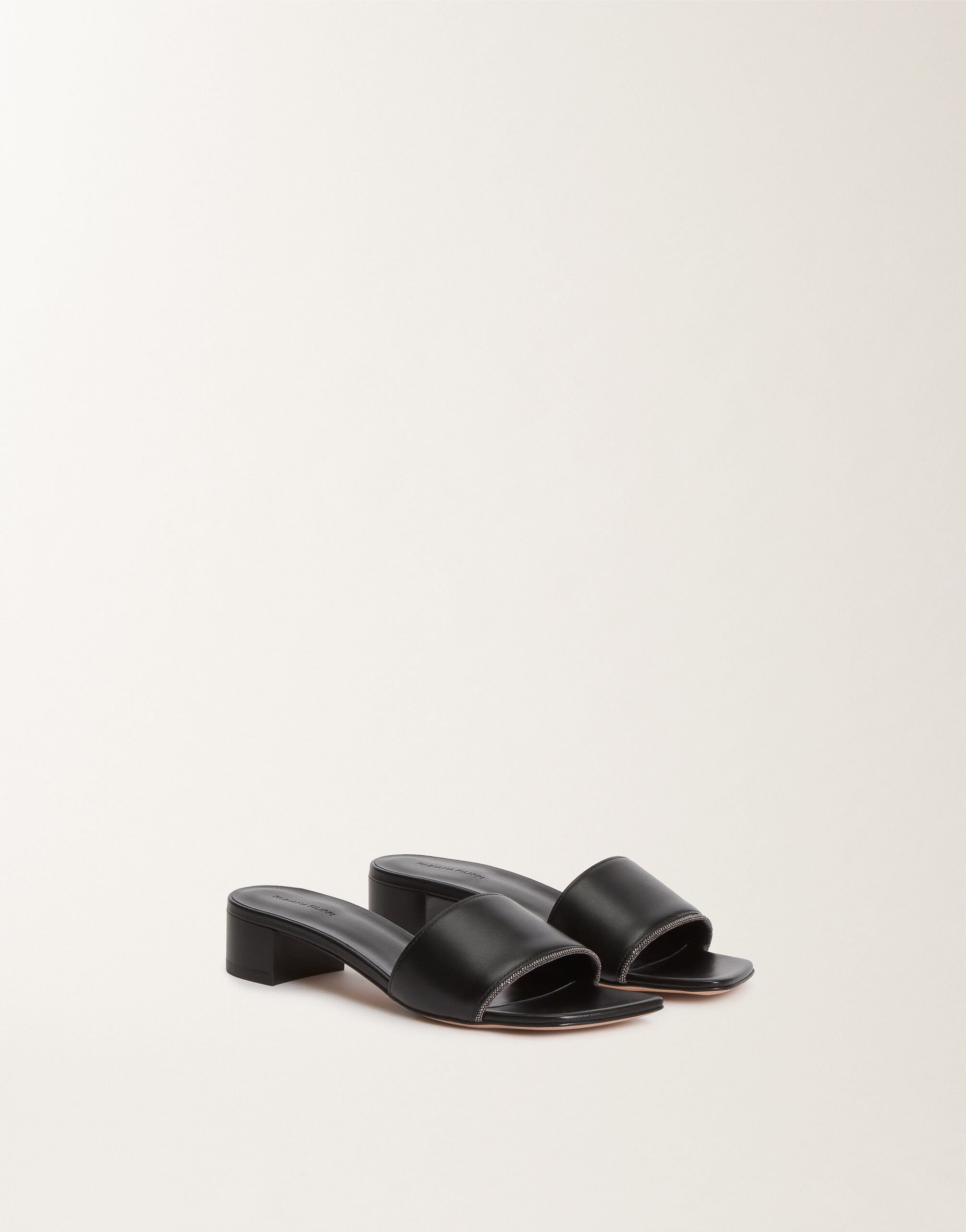 Fabiana Filippi Calfskin sandals with heel, black BLACK ASD275A872L4120000