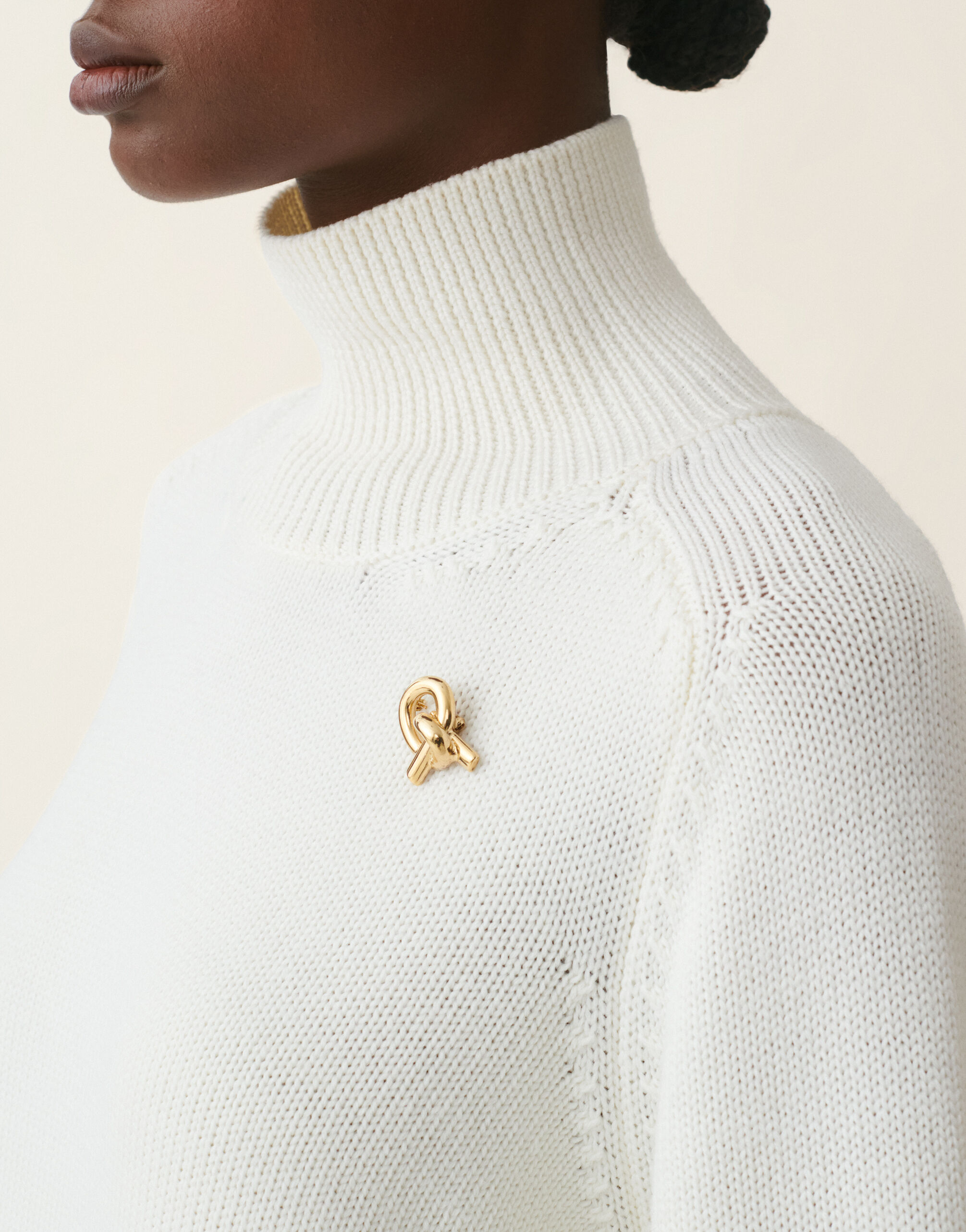 Cropped-Rollkragenpullover aus Merinowolle, raffia Fabiana Filippi Cropped-Rollkragenpullover aus Merinowolle, raffia Raffia MAD216F065D4620000