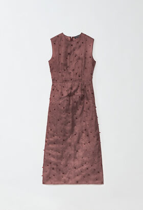 Fabiana Filippi SLEEVELESS PADDED FITTED DRESS WITH STARS BEADING RED ABD214F139I9290000