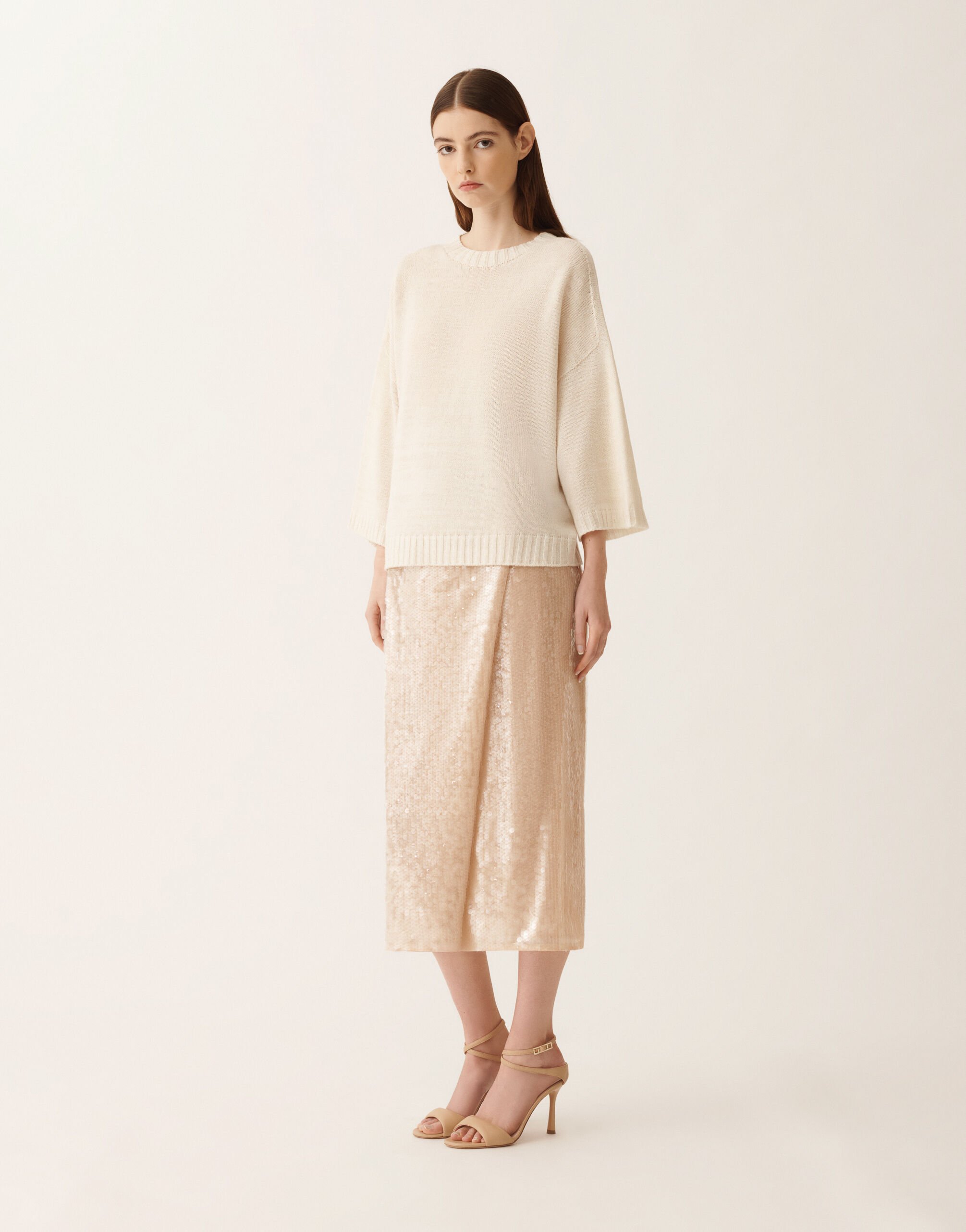 Platinum t-shirt with lurex, raffia Fabiana Filippi Platinum t-shirt with lurex, raffia Raffia MAD266F019L8970000