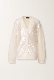 Fabiana Filippi Cardigan in brushed merino and mohair, raffia White MAD225F494L6230000