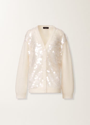 Fabiana Filippi Cardigan in brushed merino and mohair, raffia White MAD225F494L6230000