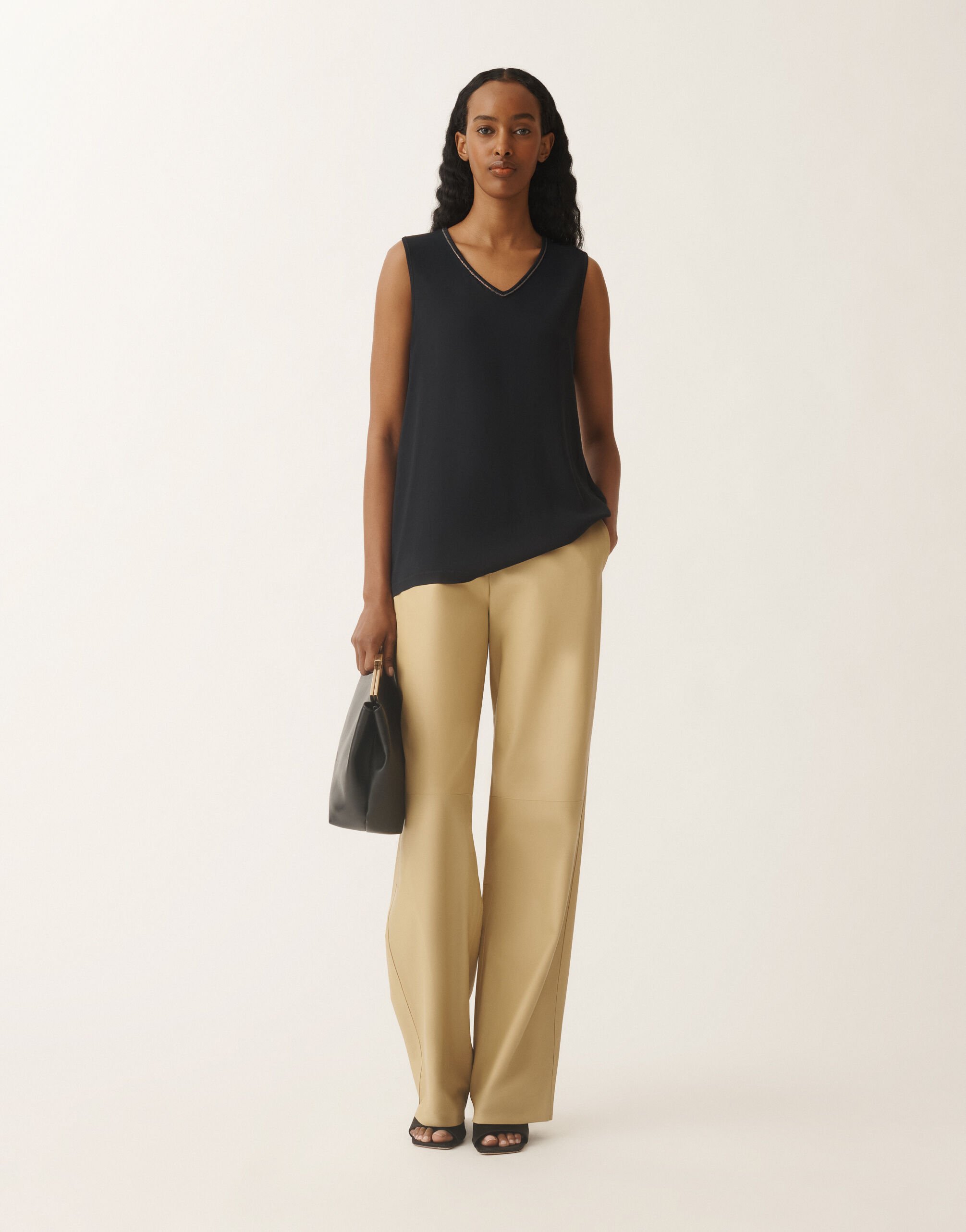 Fabiana Filippi Stretch sablé top, midnight blue BLUE TPD265F773L2350000