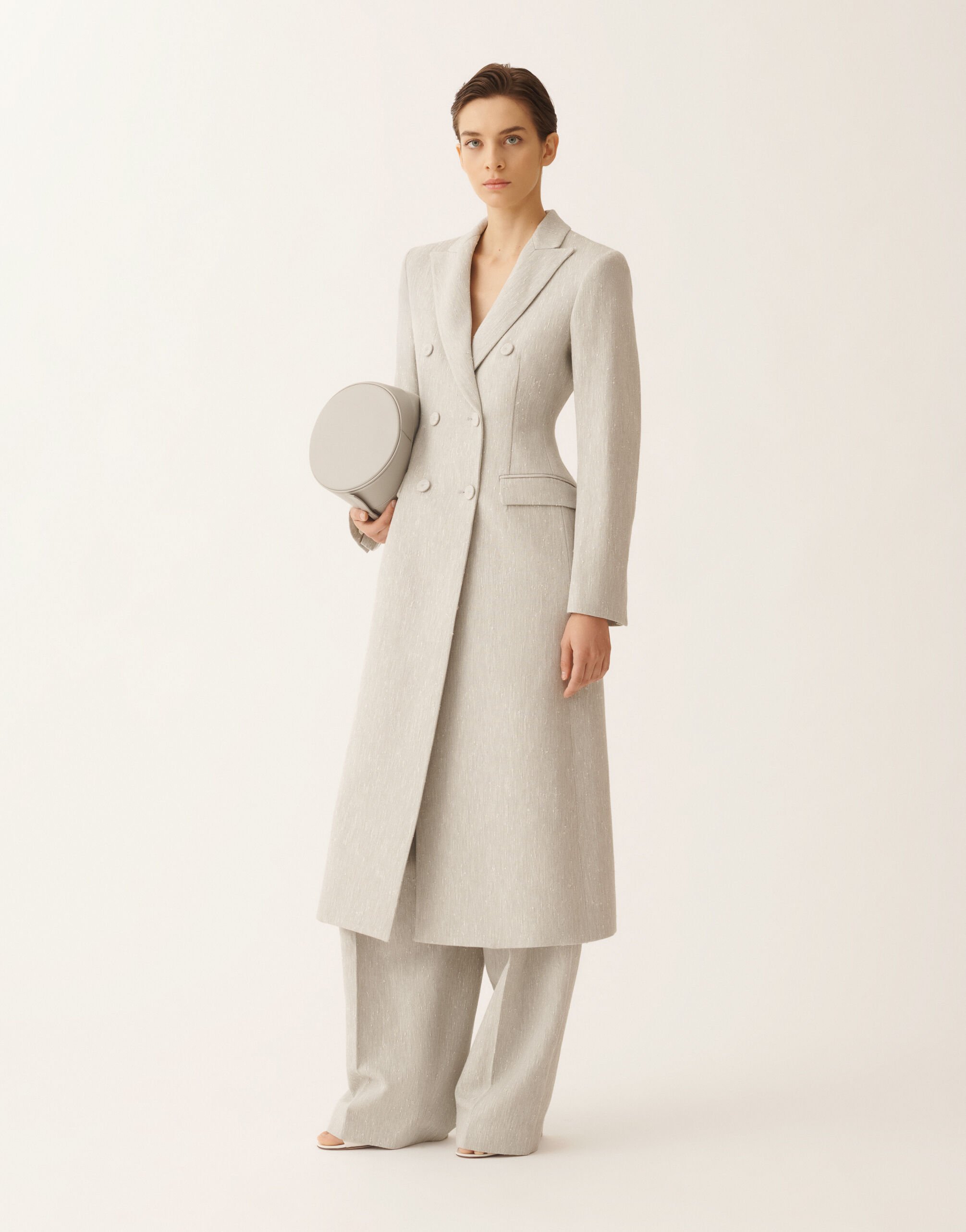 Tailored redingote in ice fil coupé drop pattern Fabiana Filippi Tailored redingote in ice fil coupé drop pattern Gray CTD266F437D9570000