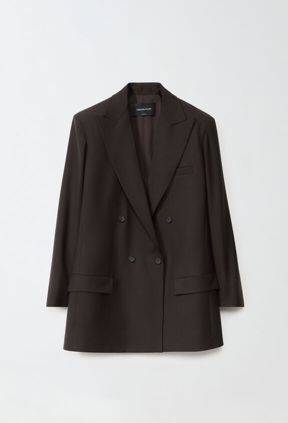 Fabiana Filippi Zweireihige Jacke aus Cool Wool, braun BRAUN GCD224F184D6200000