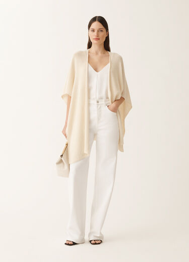 Fabiana Filippi Cotton and linen cape with sequins, vanilla VANILLA SAD275A009D2730000