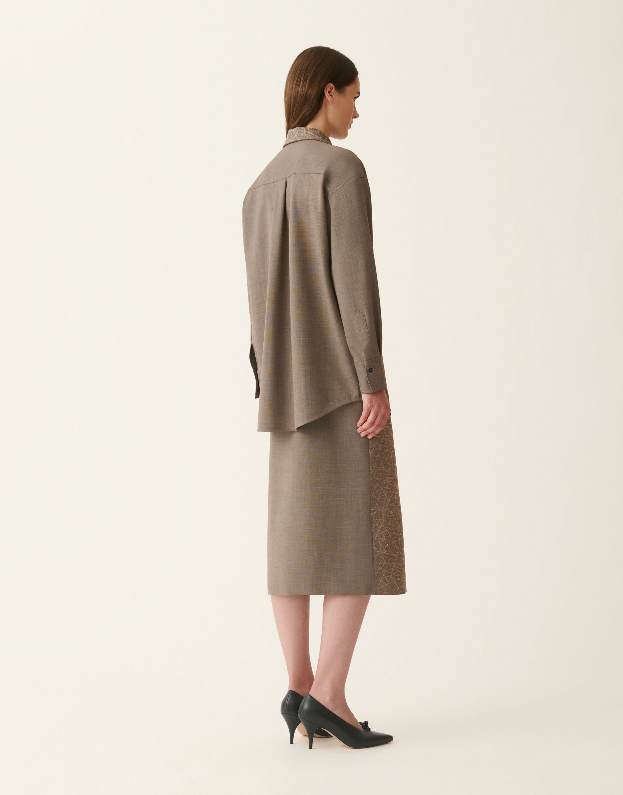 Fabiana Filippi Boyfriend shirt in bi-stretch fresco wool, falcon Falcon CAD226F416M4140000