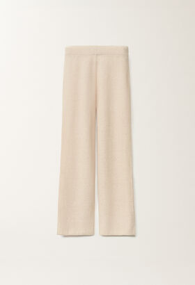 Fabiana Filippi Cotton and linen trousers with sequins, vanilla BLACK PAD265F291D6230000