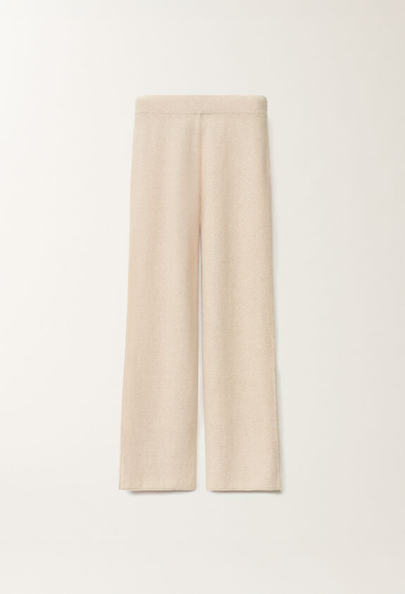 Fabiana Filippi Cotton and linen trousers with sequins, vanilla VANILLA PAD265F351D2730000