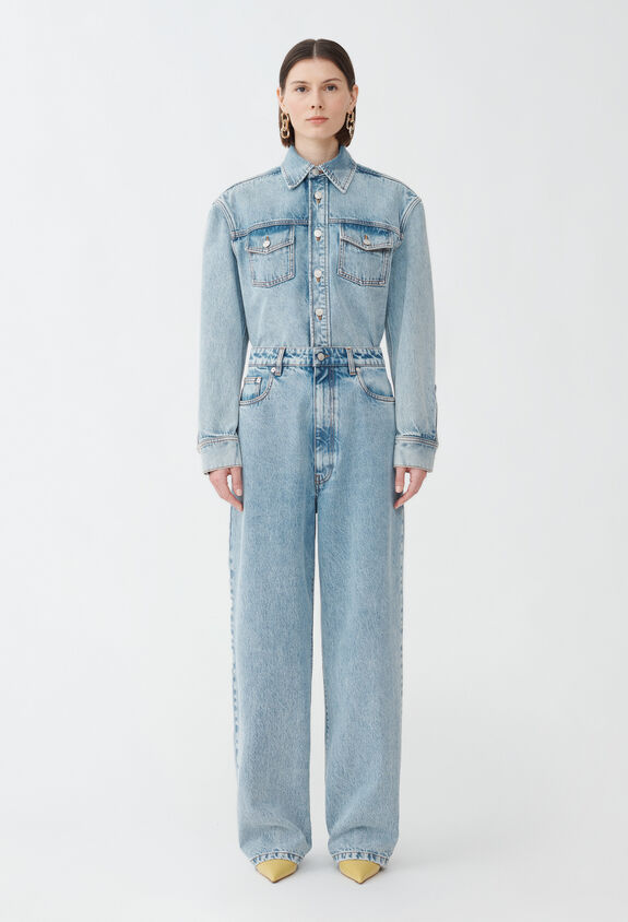 Fabiana Filippi INDIGO DENIM WIDE LEG TROUSERS BLUE PAD214F404I9170000