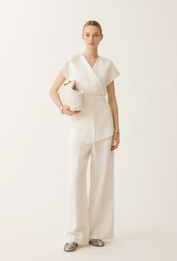 Fabiana Filippi Pantalon en lin et viscose, blanc BLANC PAD275F307D5440000