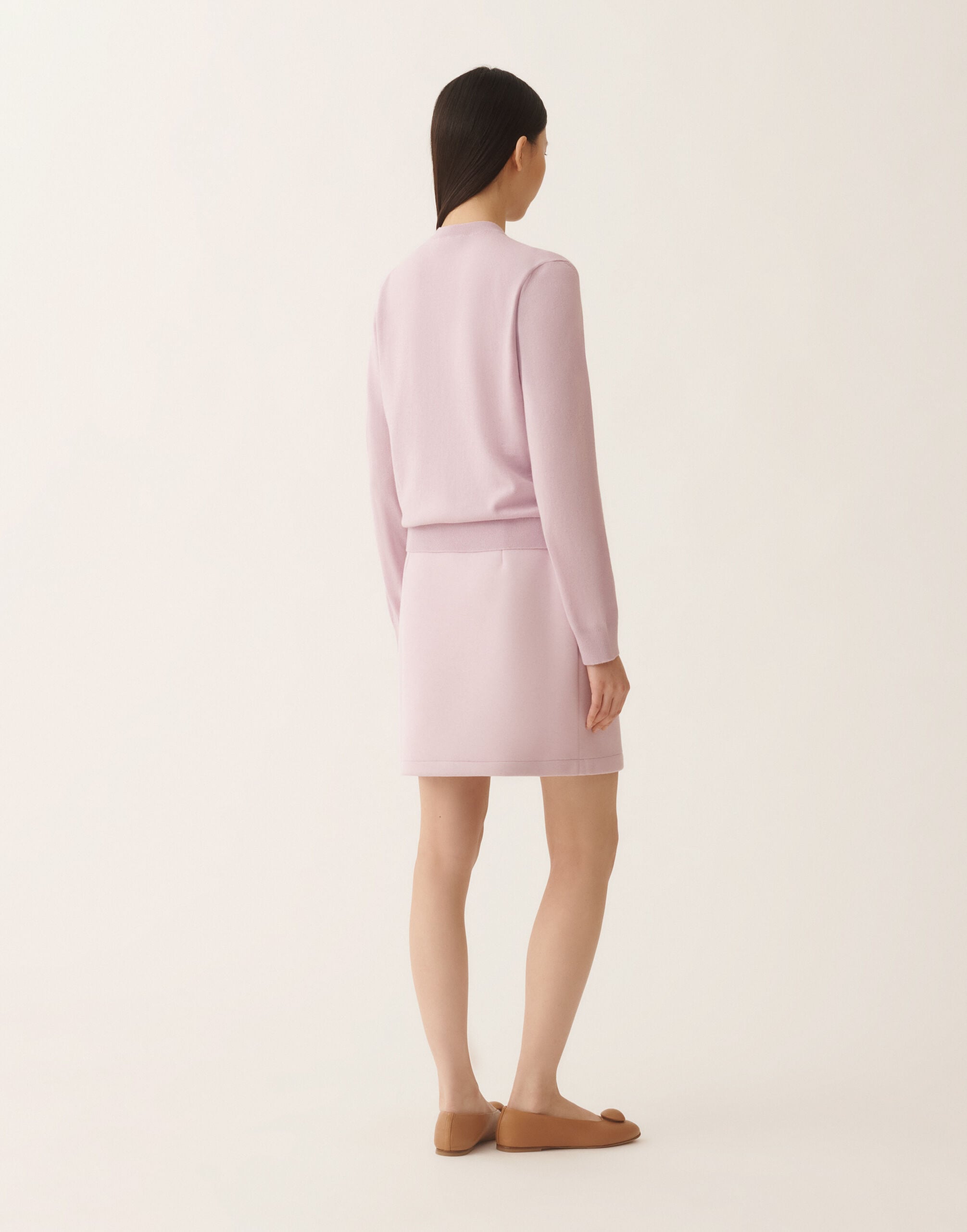 Lilac pink wool and cotton cardigan for Women | Fabiana Filippi®