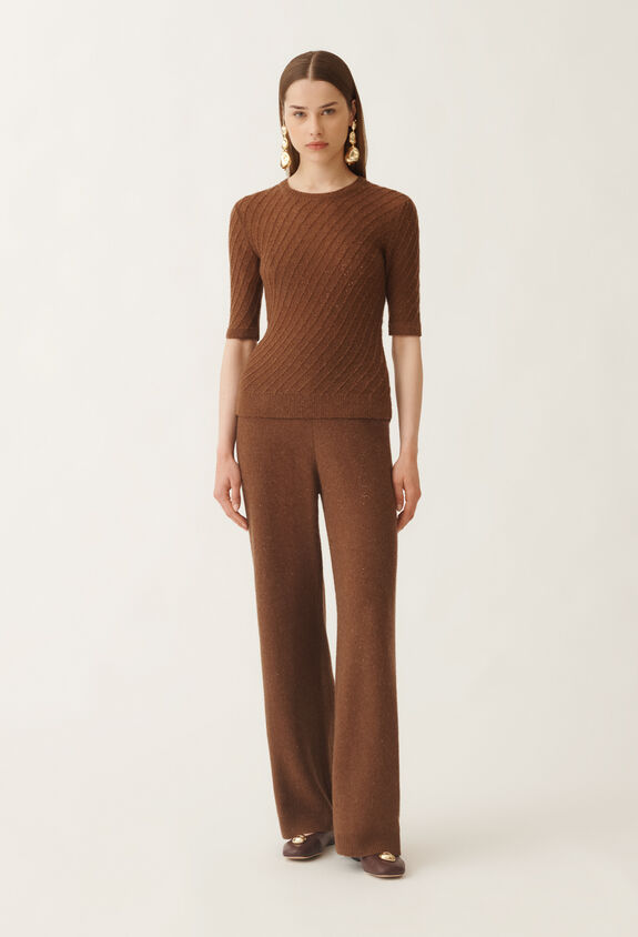 Fabiana Filippi Wool and silk sweater with sequins, mahogany BROWN MAD215F110D2960000