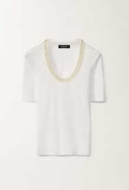 Fabiana Filippi Jersey T-shirt, optical white and white WHITE JED275F151L4540000
