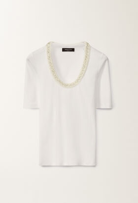 Fabiana Filippi Jersey T-shirt, optical white and white LAVENDER CAD275F233L3630000