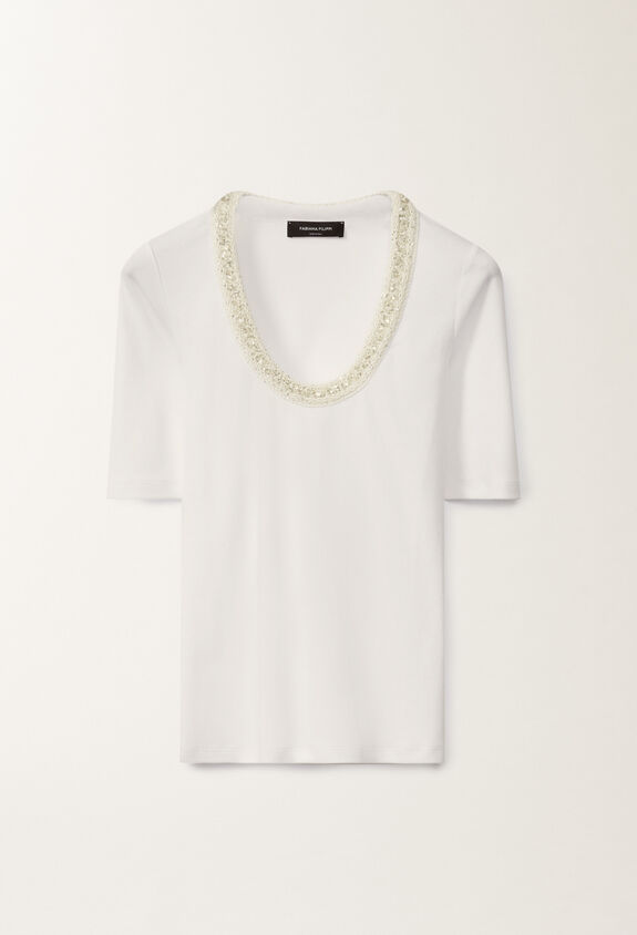 Fabiana Filippi Jersey T-shirt, optical white and white WHITE JED275F151L4540000