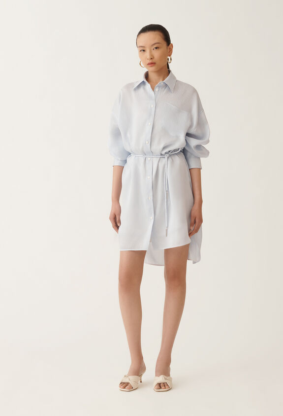 Fabiana Filippi Multi-striped viscose and silk shirt, white and sky blue SKY BLUE CADC02F131H8950000