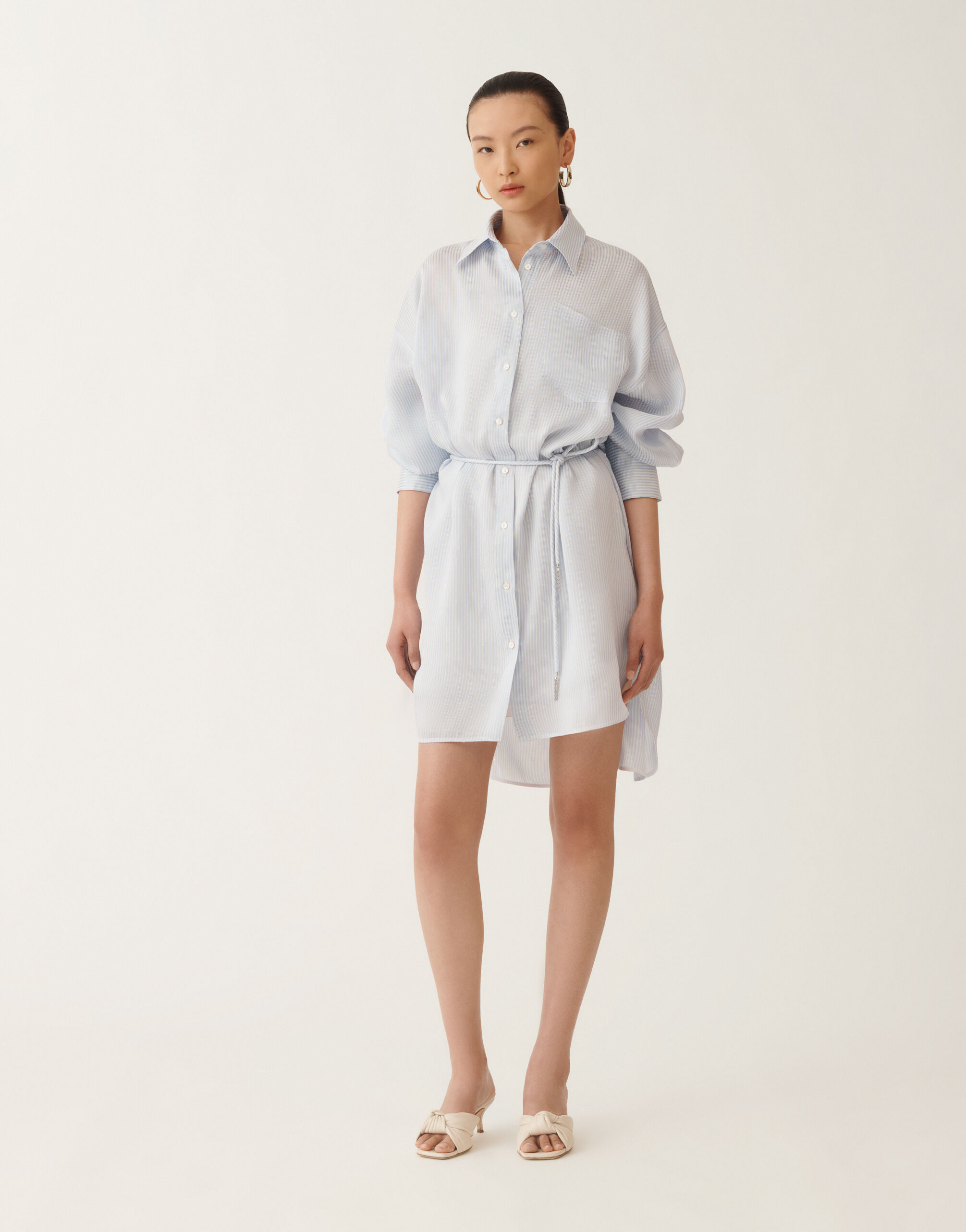 Fabiana Filippi Chemise en viscose et soie multi-rayée, blanc et bleu ciel BLEU CIEL CADC02F131H8950000