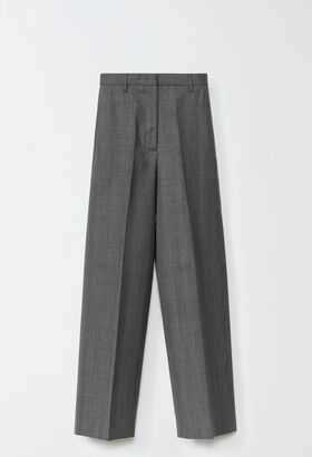 Fabiana Filippi PRINCE OF WALES WIDE LEG TROUSERS GREY GCD214F184D7280000