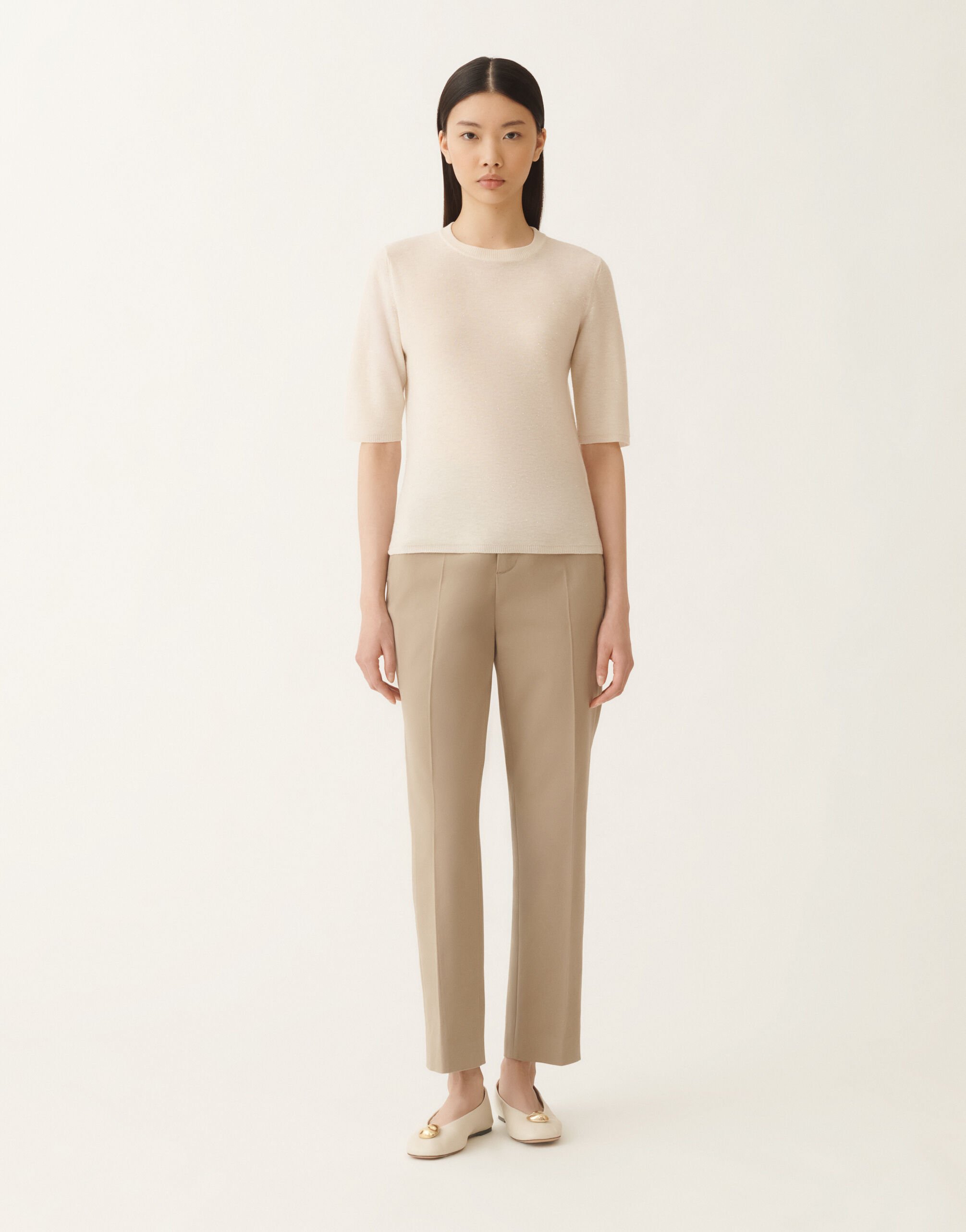 Fabiana Filippi Wollpullover mit Pailletten, weiß Weiß MAD215F088L5570000