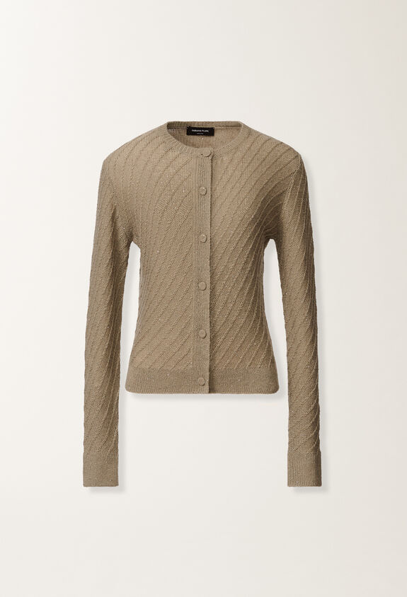 Fabiana Filippi Wool and silk cardigan with sequins, olive GREEN MAD215F112D2960000