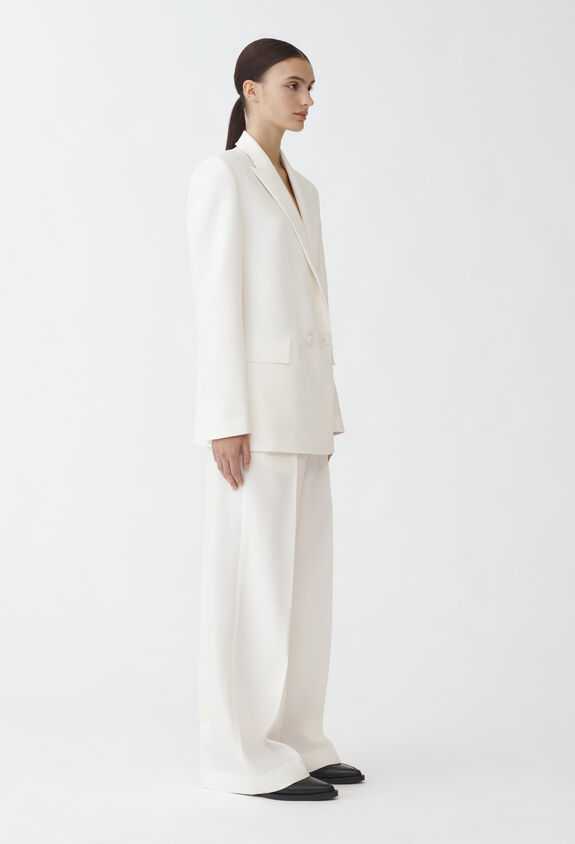 Fabiana Filippi Chaqueta cruzada en radzmir de lana y seda, blanco blanco GCD264F162D6240000