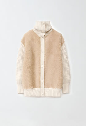 Fabiana Filippi Shearling aviator jacket, honey and brown YELLOW PLD265F280D7510000