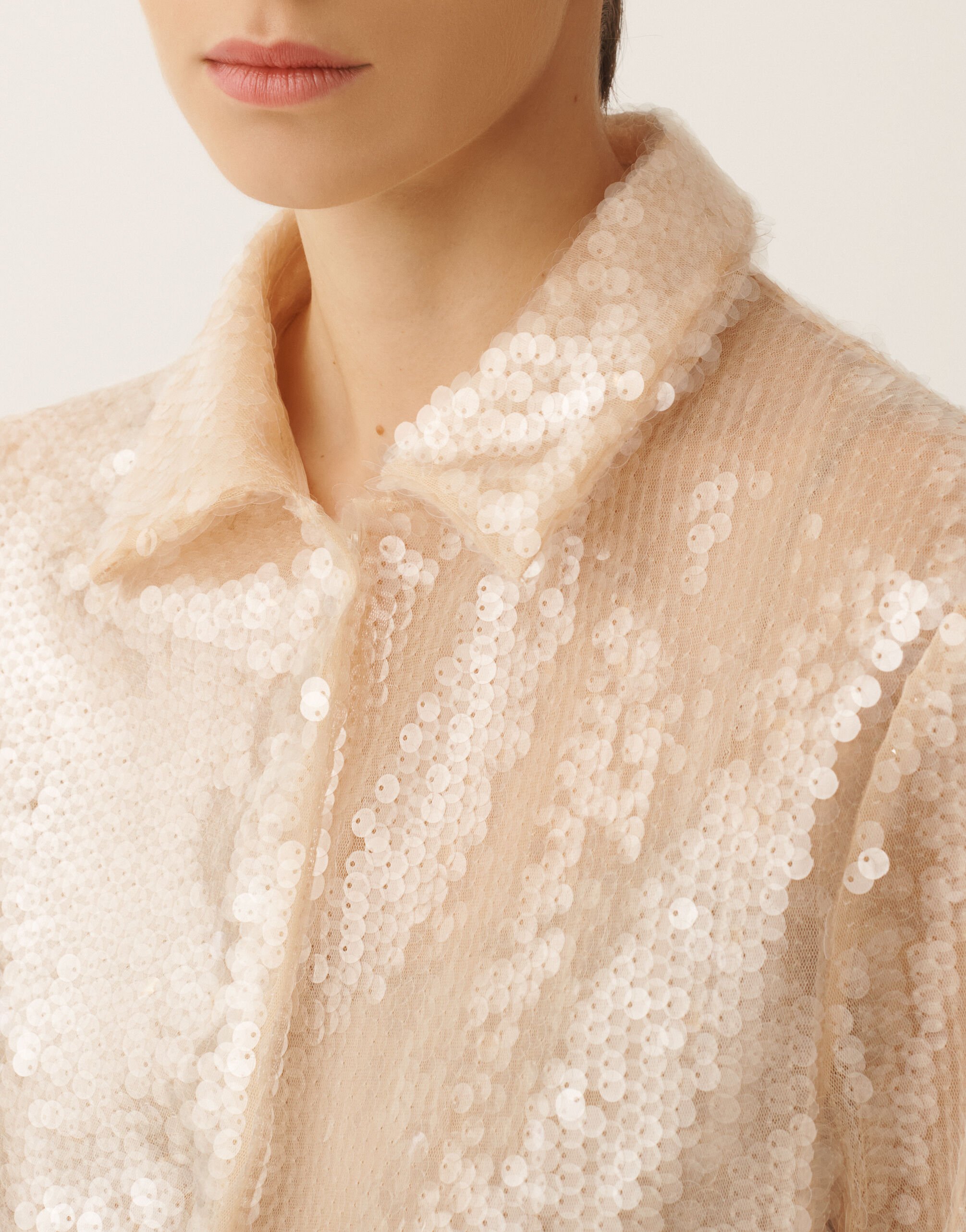 Fabiana Filippi Water-effect sequin coat, nude Nude CTD266F255L7930000