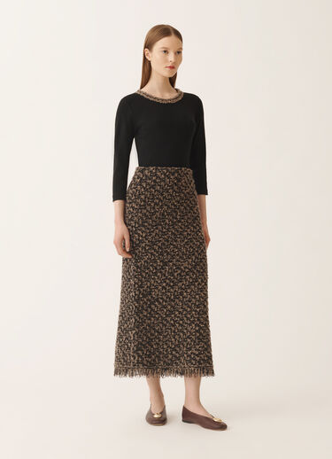 Fabiana Filippi Gonna in tweed e paillettes, fango e nero Marrone GND225F809L6290000