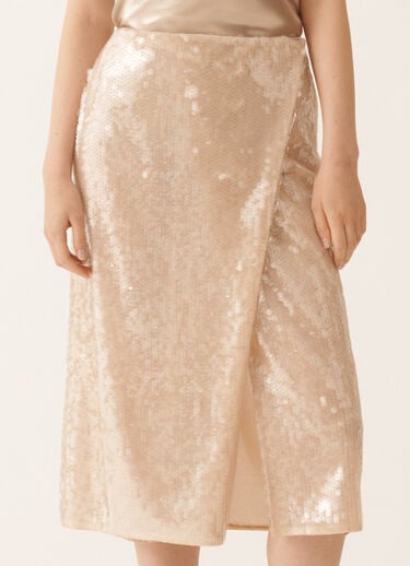 Fabiana Filippi Pencil skirt with water-effect sequins, nude Beige GND266F414L7930000