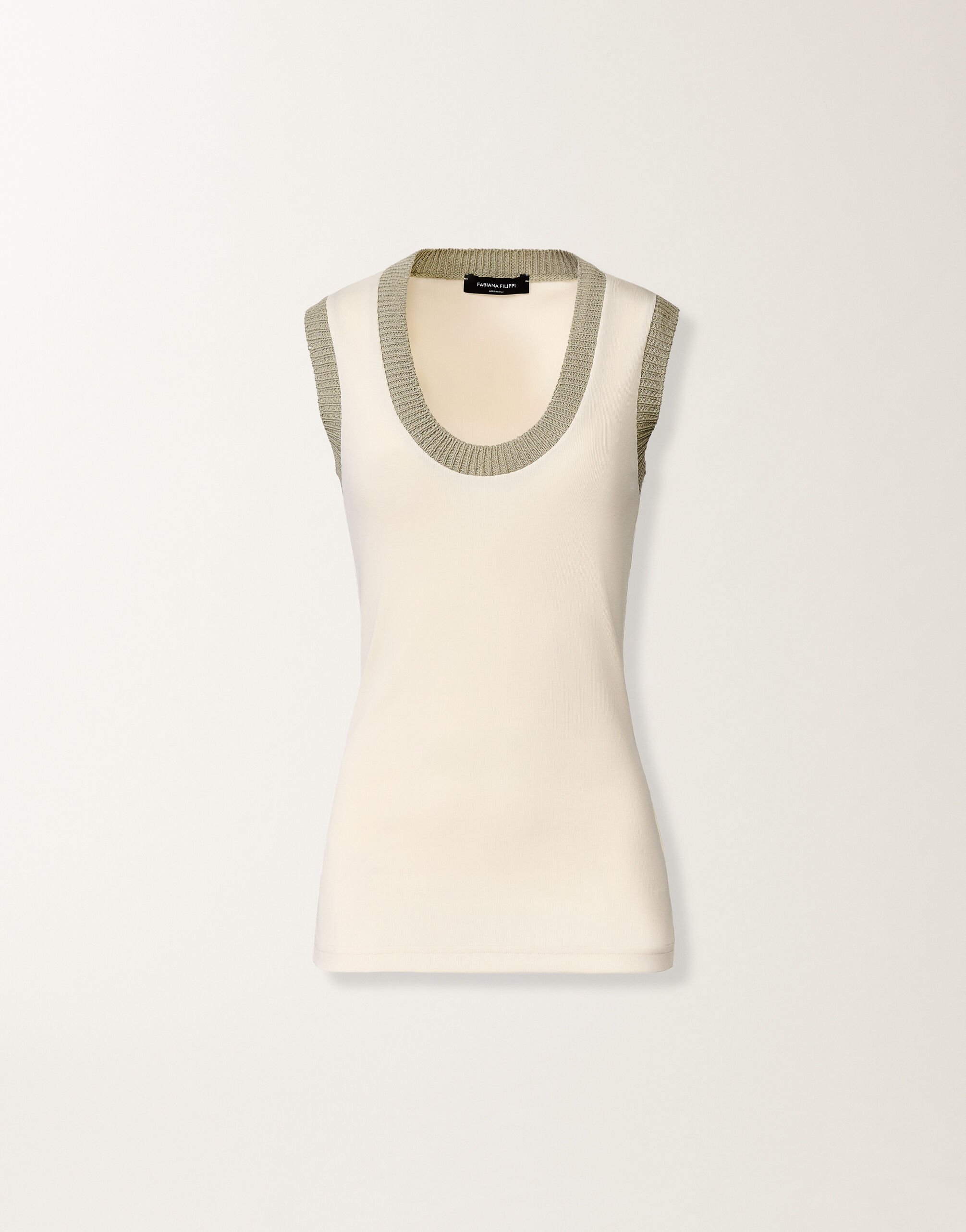 Fabiana Filippi Camiseta de tirantes de punto en color mantequilla y caqui MANTEQUILLA JED276F582M2240000