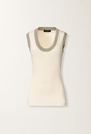Fabiana Filippi Camiseta de tirantes de punto en color mantequilla y caqui MANTEQUILLA JED276F582M2240000