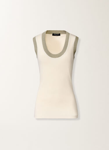 Fabiana Filippi Camiseta de tirantes de punto en color mantequilla y caqui MANTEQUILLA JED276F582M2240000