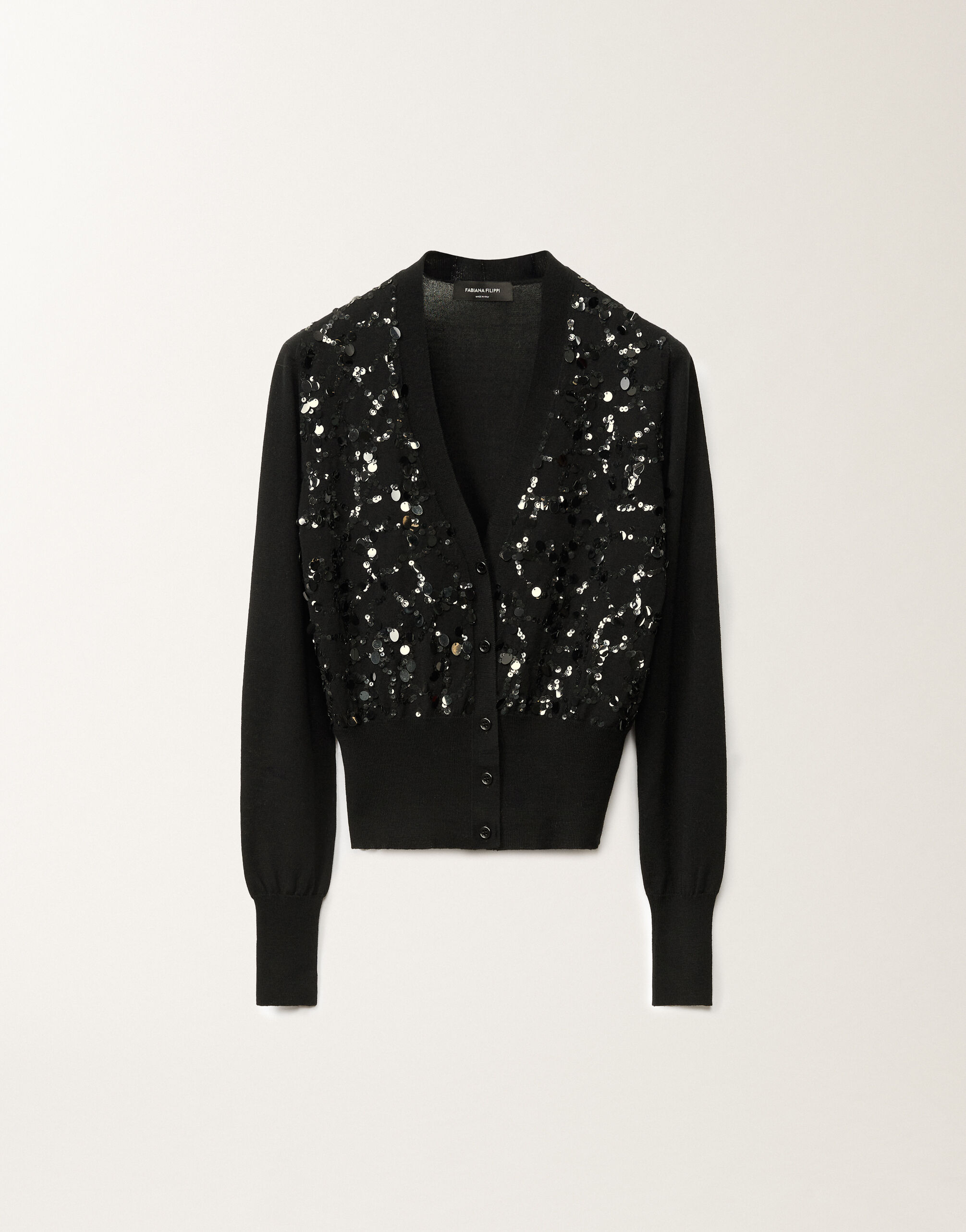 Fabiana Filippi Wool and cotton cardigan, black BLACK MAD265F038L1630000