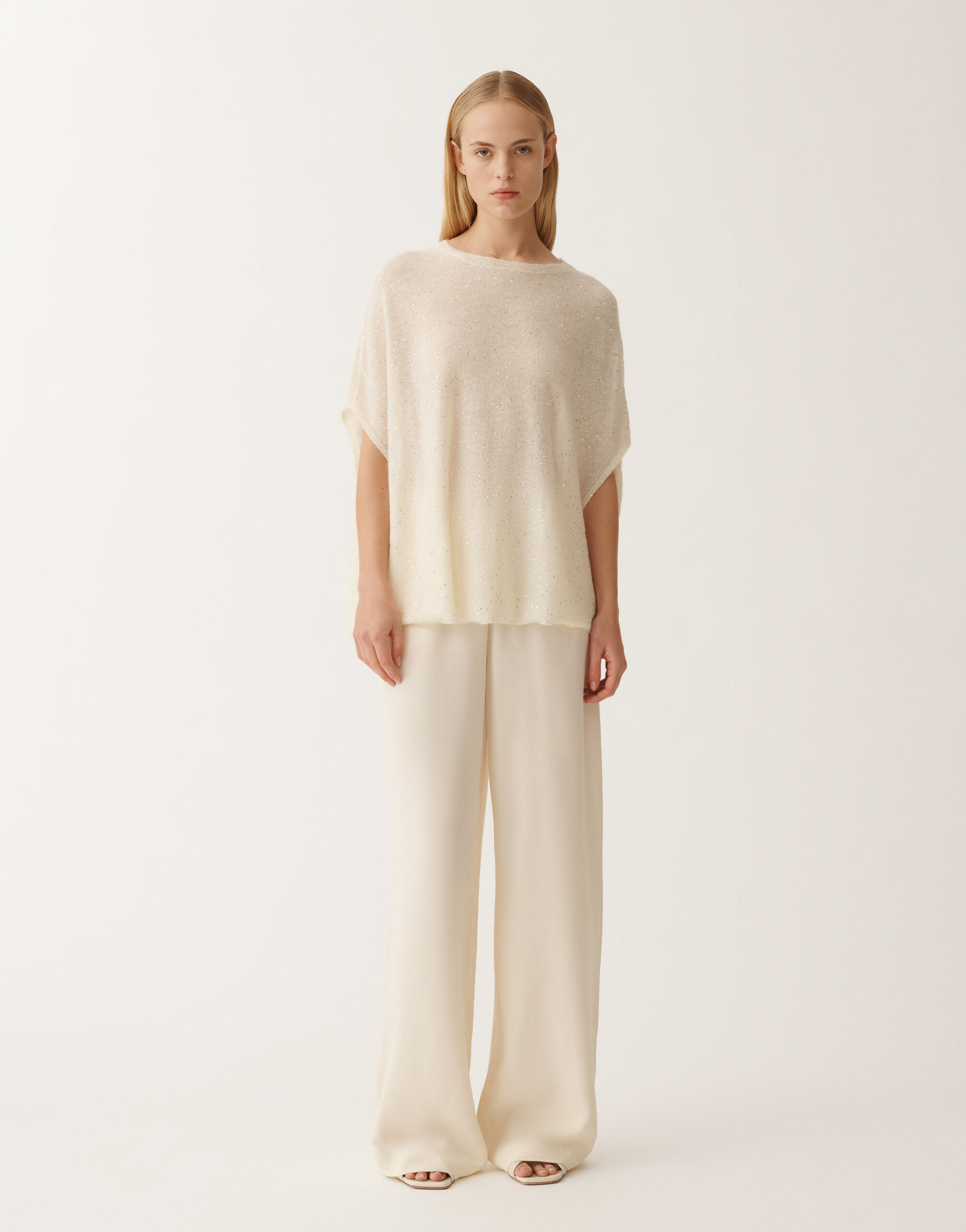 Fabiana Filippi Mohair cape, putty WHITE MAD265F082D8170000