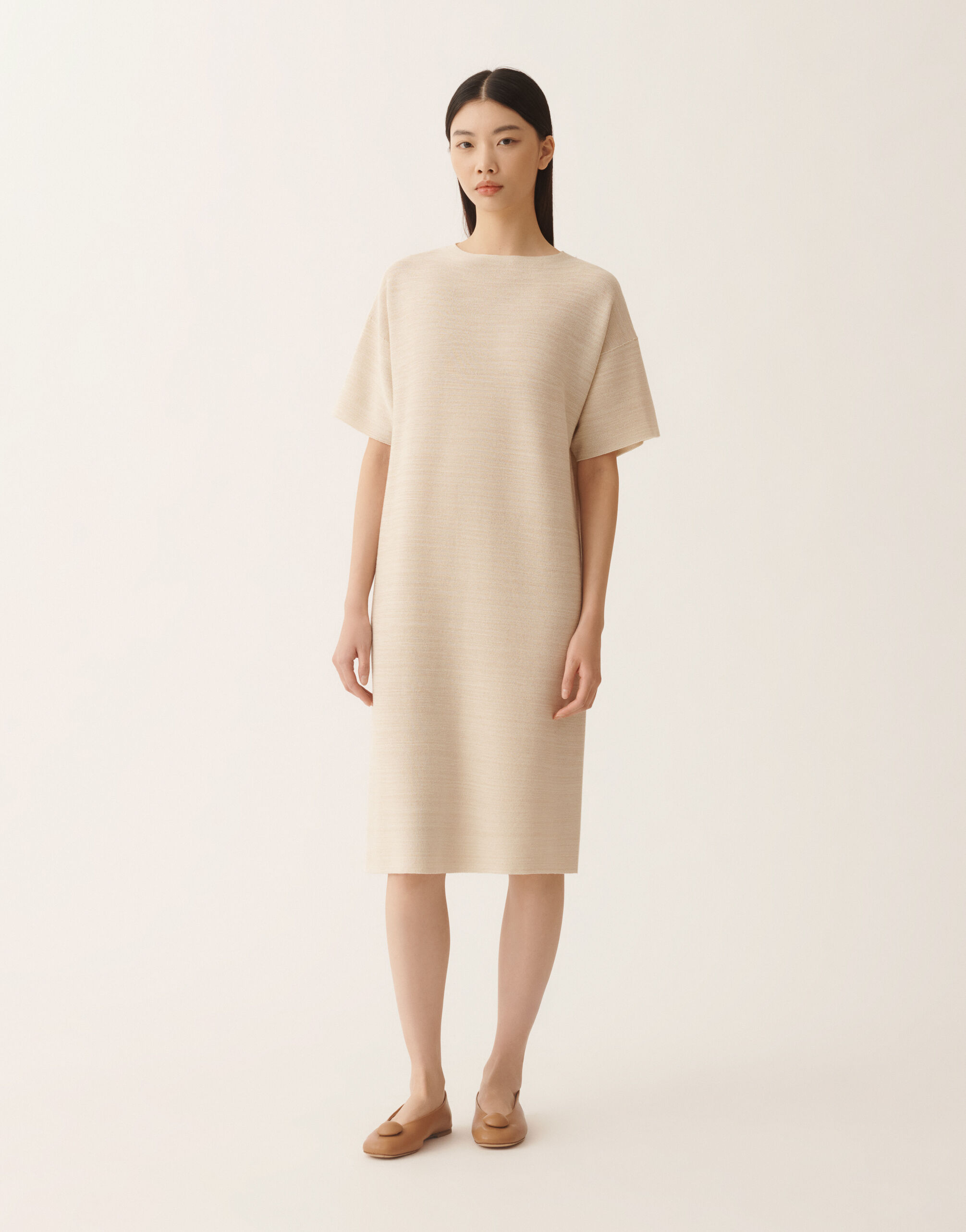 レディースWool, cotton, and lurex dress, ivory ドレス | Fabiana