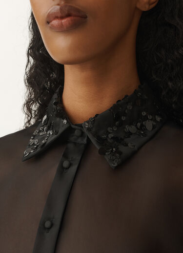 Fabiana Filippi Long organza shirt with sequin embroidery, black BLACK CAD265F233L1850000