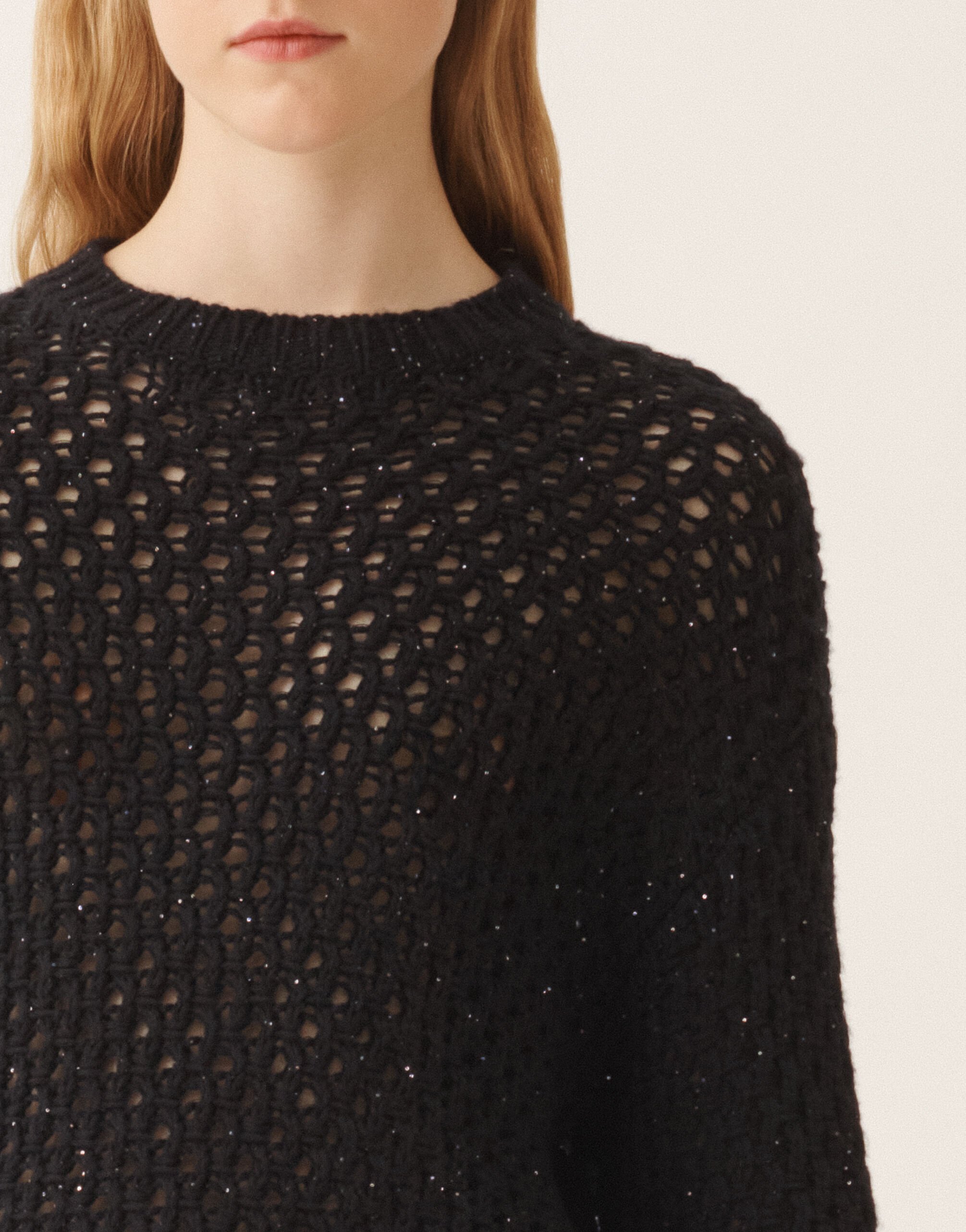 レディースCape in Platinum and micro sequins, midnight blue ニット