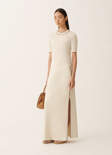 Fabiana Filippi Organic cotton T-shirt, butter and wicker BUTTER MAD276F544M1810000