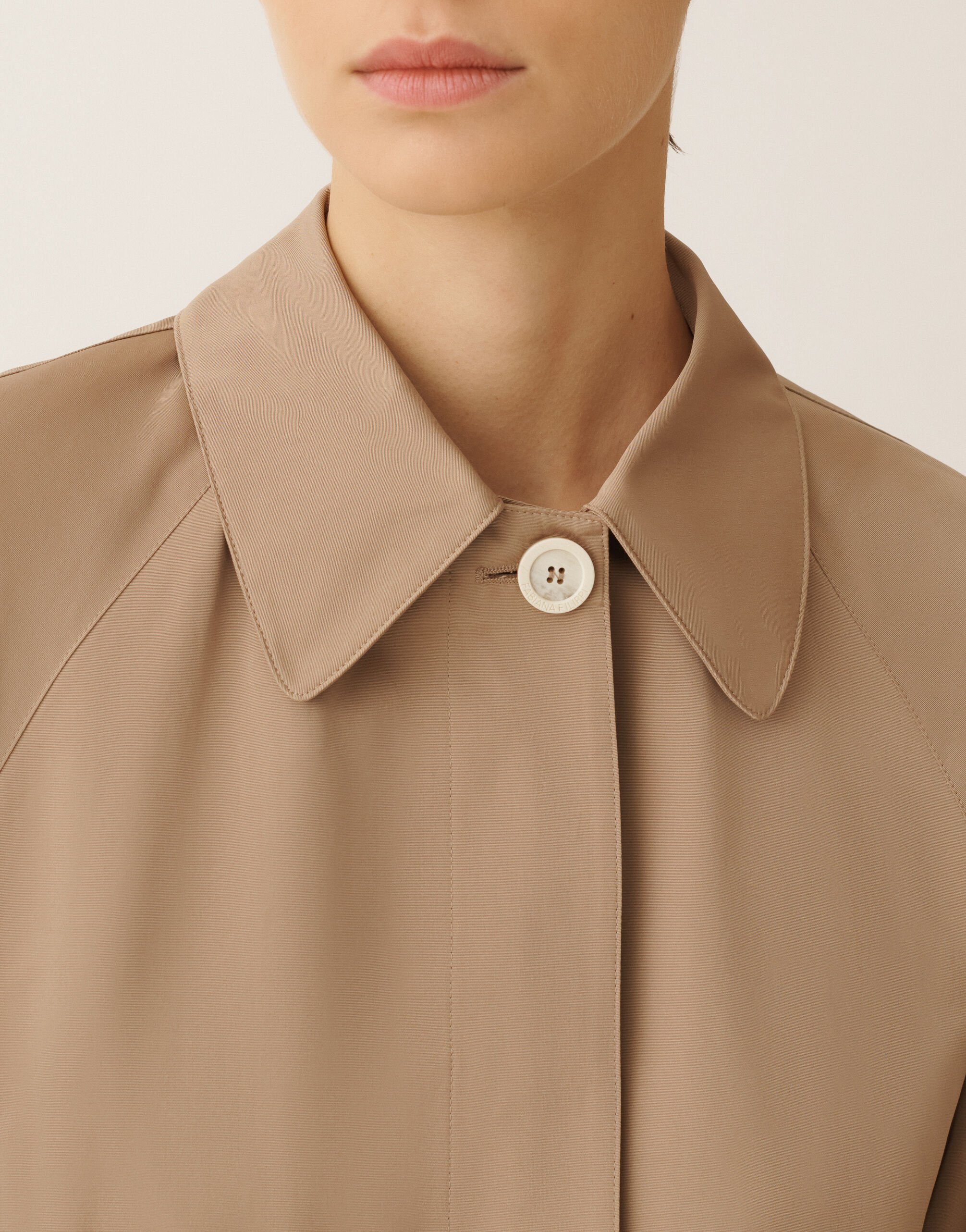 Fabiana Filippi Long trench coat in ottoman, mud MUD CTD276F698M1430000