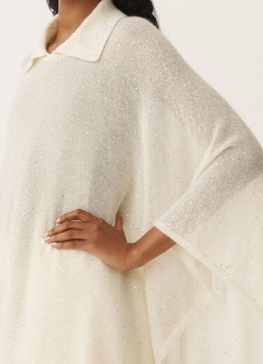 Fabiana Filippi Cape with mohair collar, putty WHITE SAD265A809D8170000