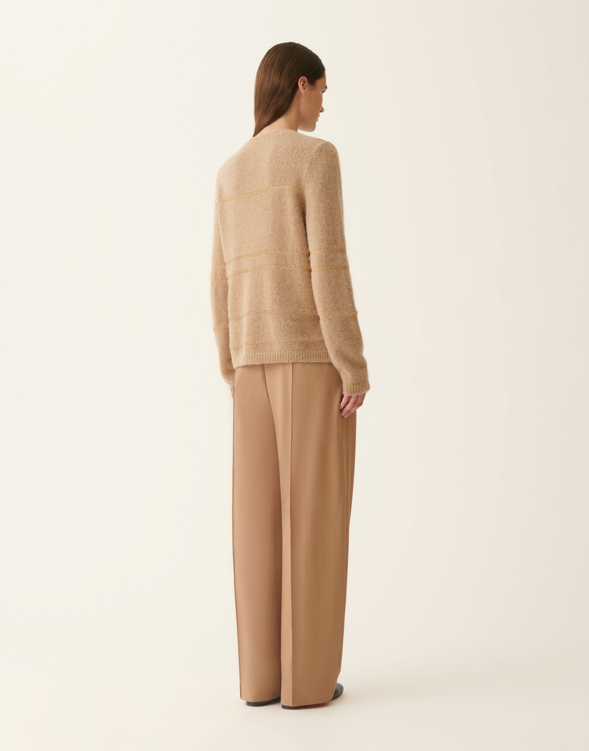 Platinum and mohair striped sweater, beech Fabiana Filippi Platinum and mohair striped sweater, beech Beech MAD226F438M4770000