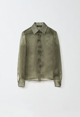 Fabiana Filippi SATIN ORGANZA BASIC SHIRT GREEN CAD214F267D6140000