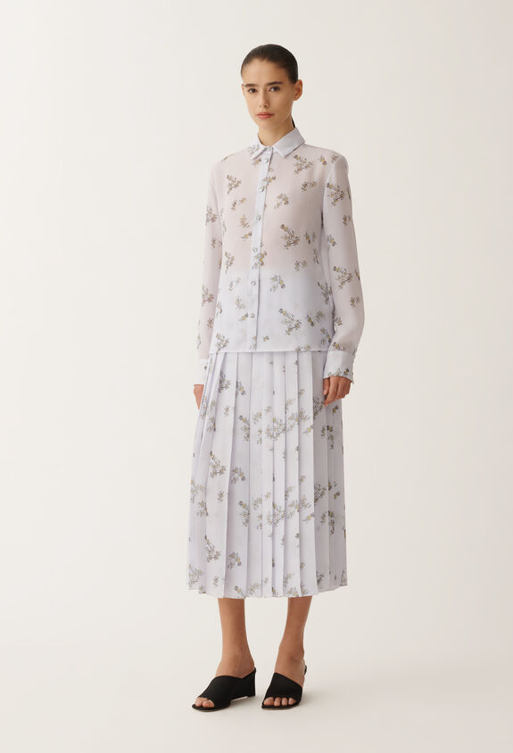 Fabiana Filippi Georgette T-shirt with painted botanical print, mauve LAVENDER CAD275F233L3630000