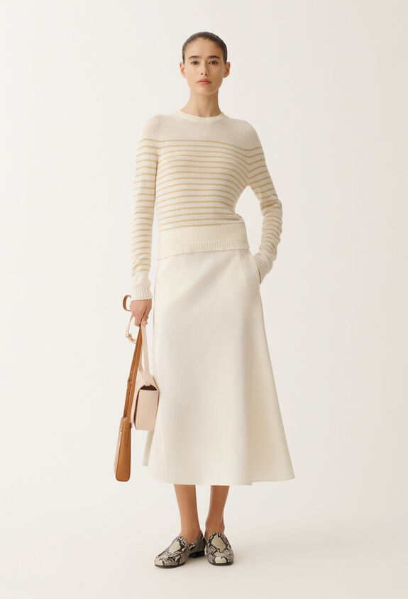 Fabiana Filippi Wool and linen mat skirt, vanilla WHITE GND265F397D8220000