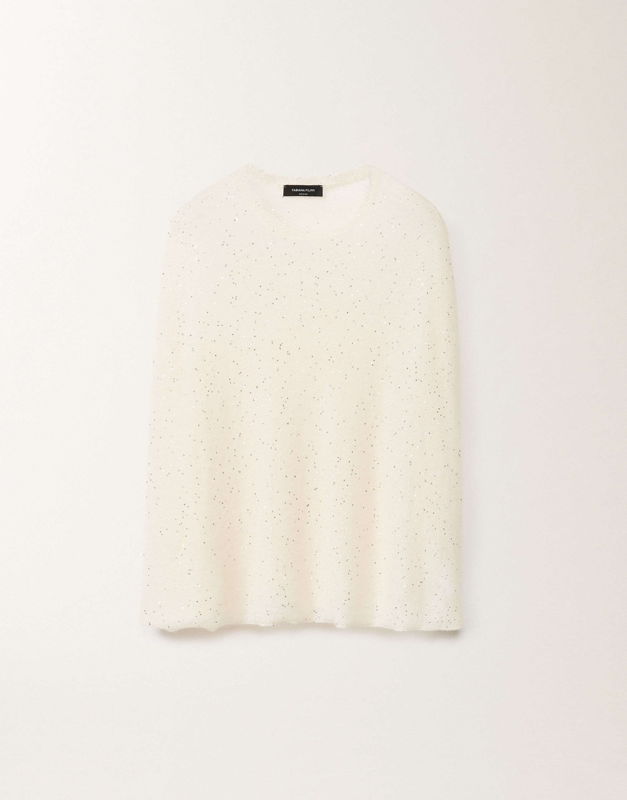 SEQUIN SOFT MOHAIR CREW NECK CAPE