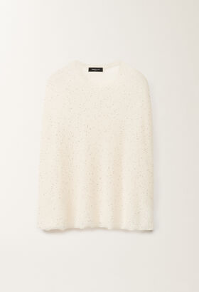 Fabiana Filippi SEQUIN SOFT MOHAIR CREW NECK CAPE WHITE MAD265F082D8170000