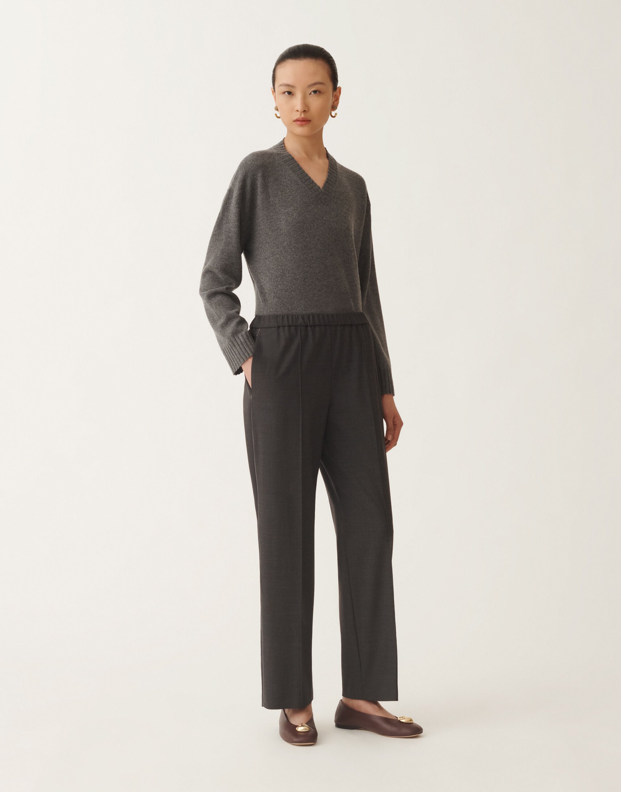 レディースGubbio cool wool trousers, slate パンツ | Fabiana