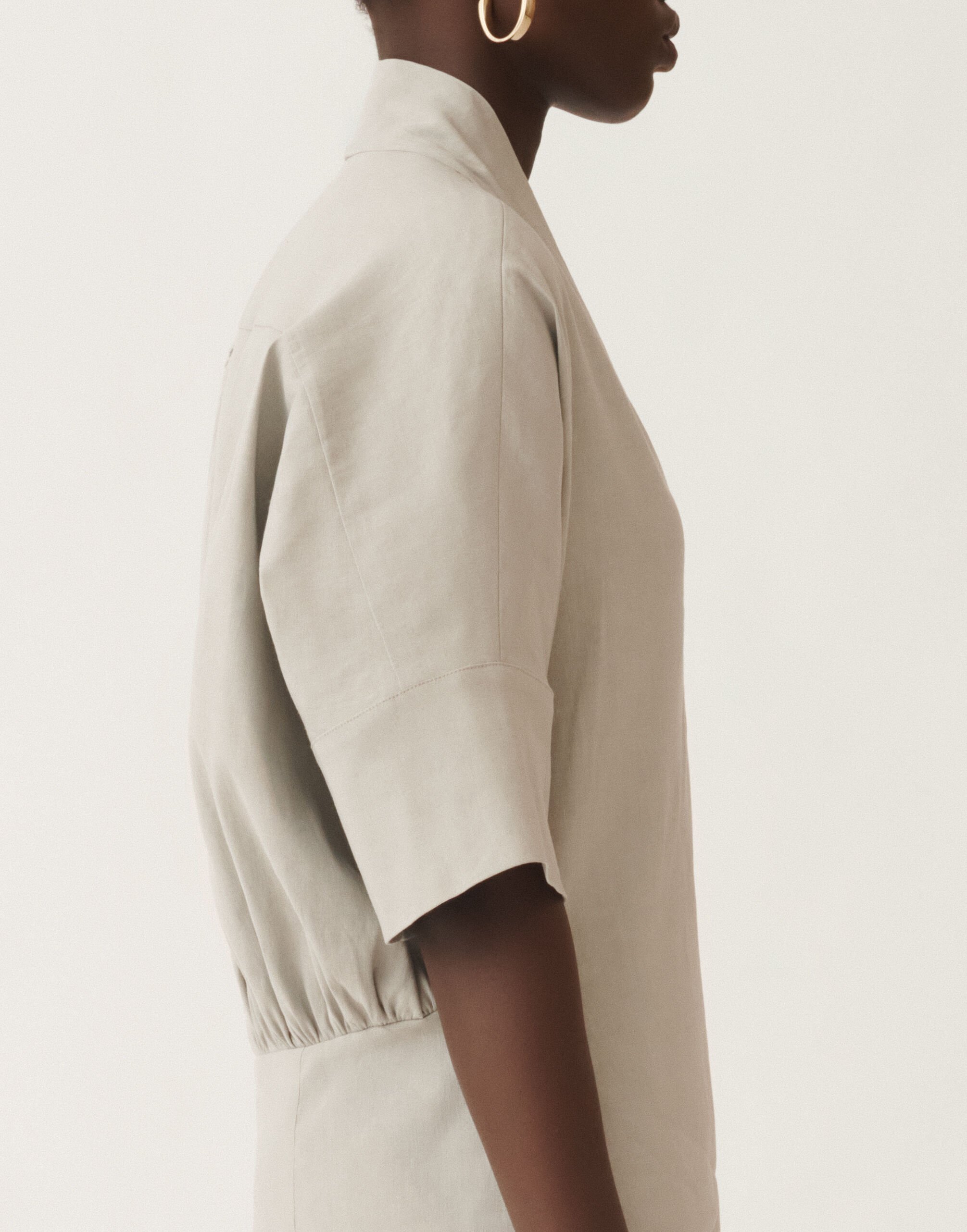 Stretch viscose and linen dress, steel for Women | Fabiana
